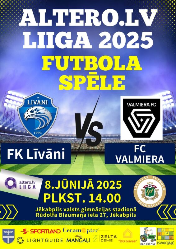 Altero.lv līga 2025 futbola spēle