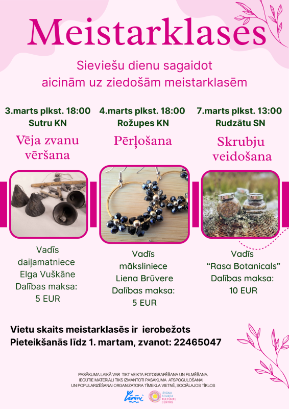 Vēja zvanu vēršanas darbnīca  ar daiļamatnieci Elgu Vuškāni