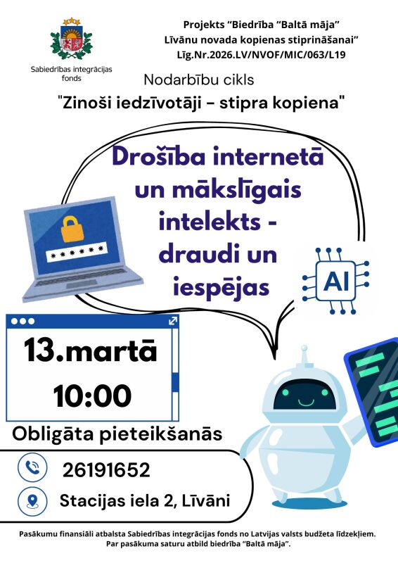 Nodarbība “Drošība internetā un mākslīgais intelekts - draudi un iespējas”