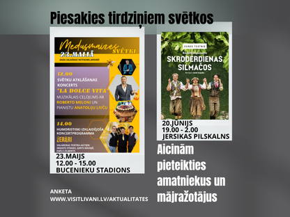 Aicinām amatniekus un mājražotājus pieteikties tirdziņiem